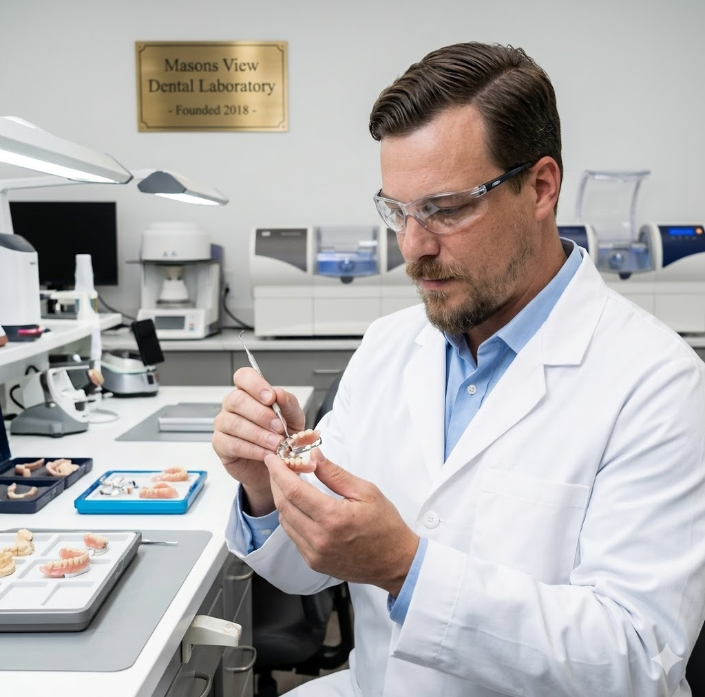 William Meyer, Certified Dental Technician, crafting dentures at Masons View Dental Laboratory in Roanoke, VA